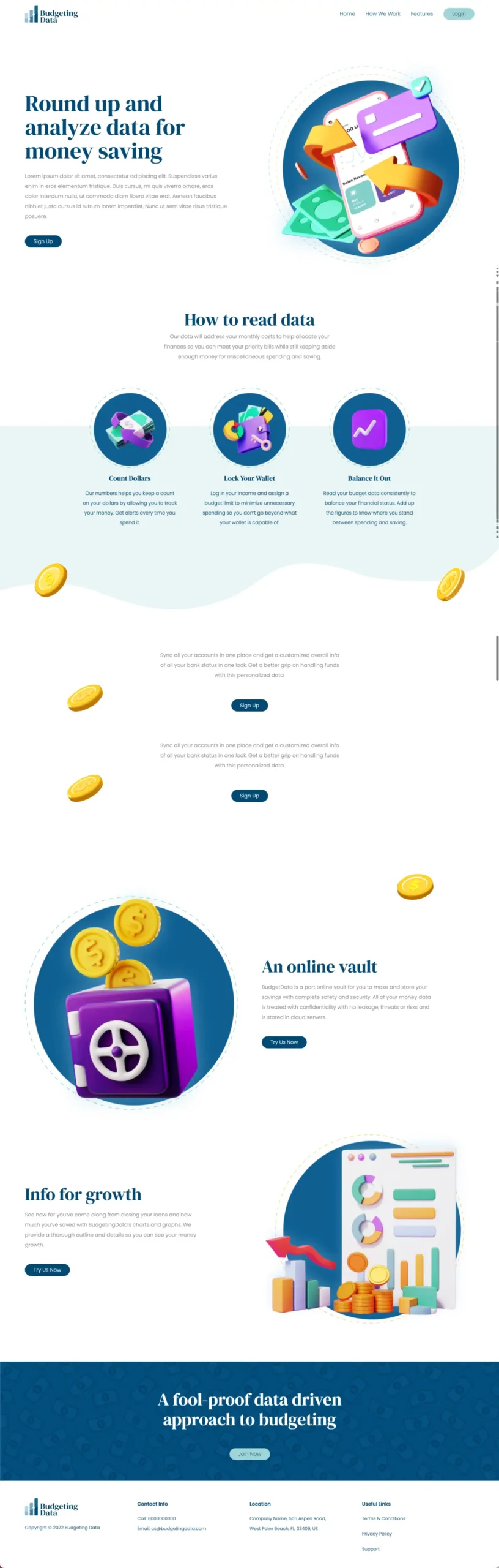 Data-Driven Budgeting Landing Page Template full page