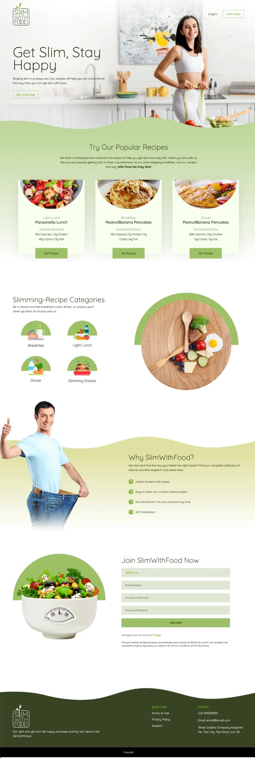 Slim & Happy Landing Page Template full page